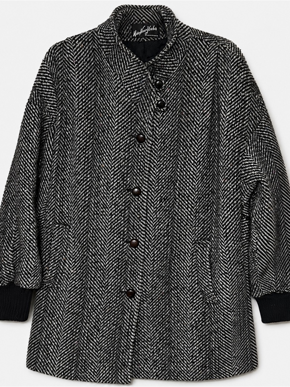 Vintage 80s Miss New Yorker Women's Black & Gray Coat